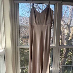 Birdy Grey Jay Shiny Satin Bridesmaid Dress Neutral Champagne M Hemmed Petite